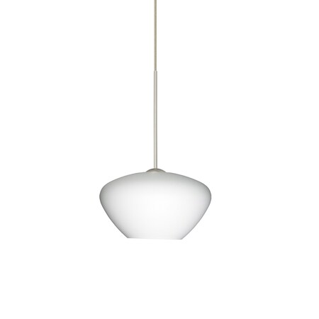 Besa Lighting Peri Cord Pendant, Opal Matte, Satin Nickel Finish, 1x5W LED 1XT-541007-LED-SN